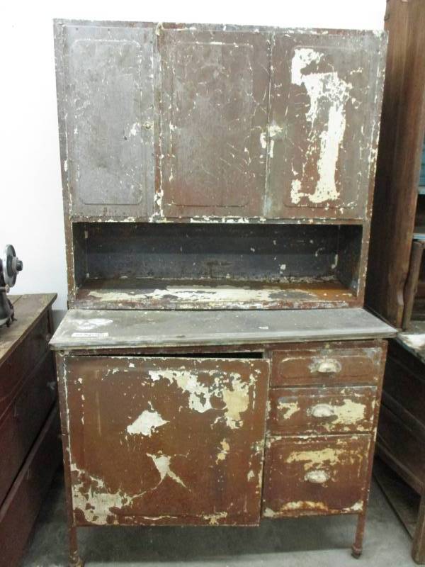 lot 8 image: Antique Hoosier its all metal Really Unique