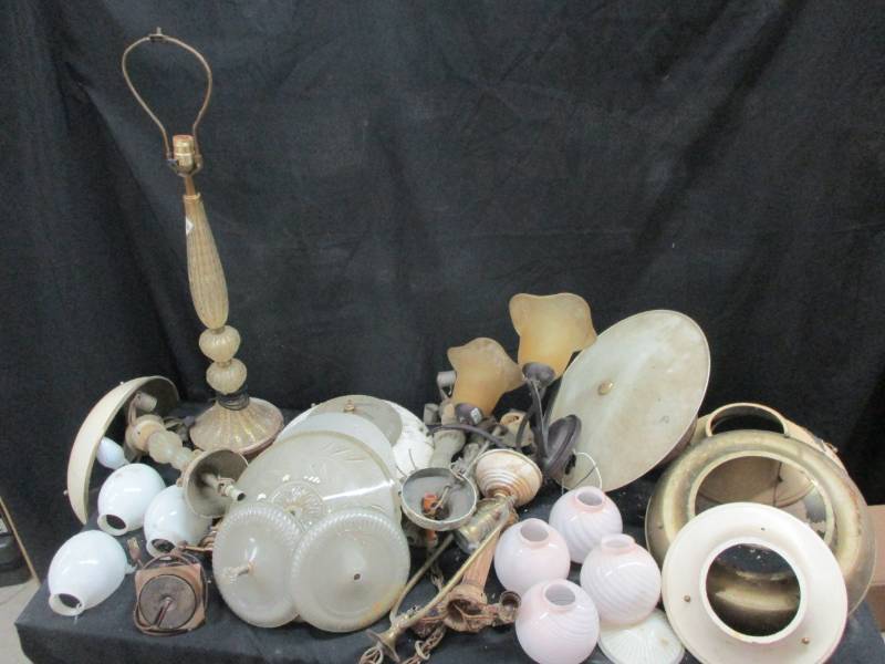 lot 19 image: Antique Light Fixtures and multiple pieces see pictures
