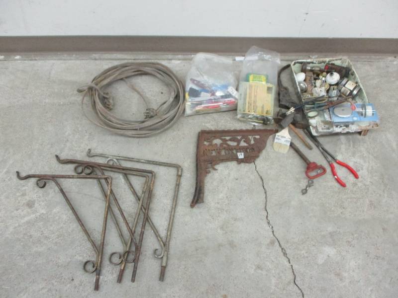 lot 27 image: Cast Iron Brackets, misc. repair items.