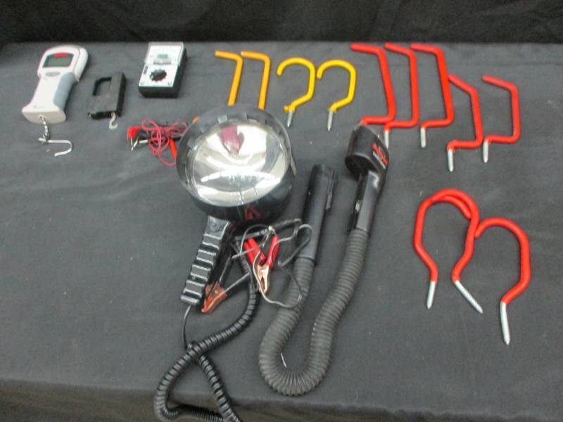lot 68 image: Scales, Hangers, Light, Electric Tester and more