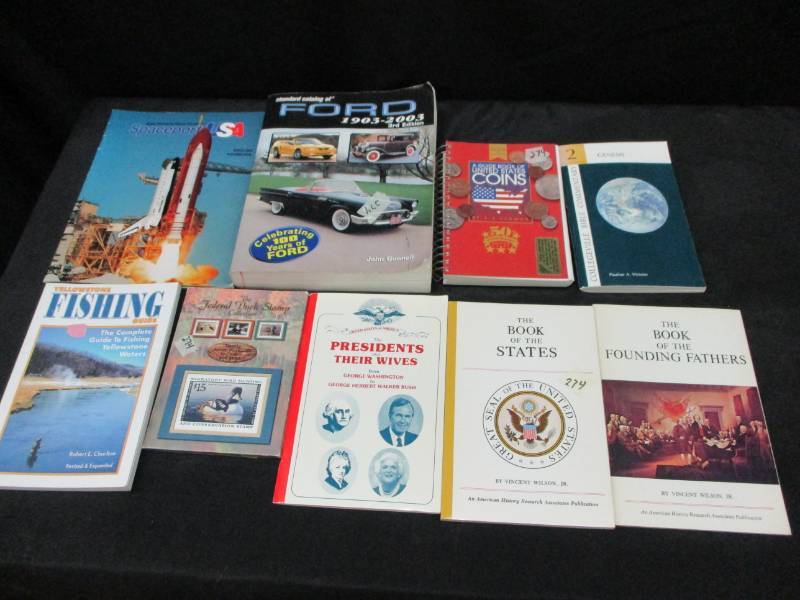 lot 84 image: Ford book, coin book, Presidents and their wives, The book of the states and founding fathers and more