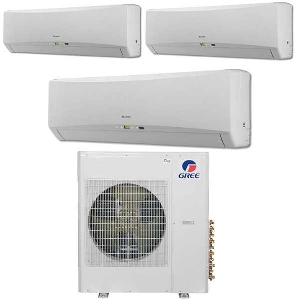 lot 33 image: Gree 27k BTU 21 SEER Gree Multi 21 Ductless Heat Pump Split System - 3 Zone Wall Mounted