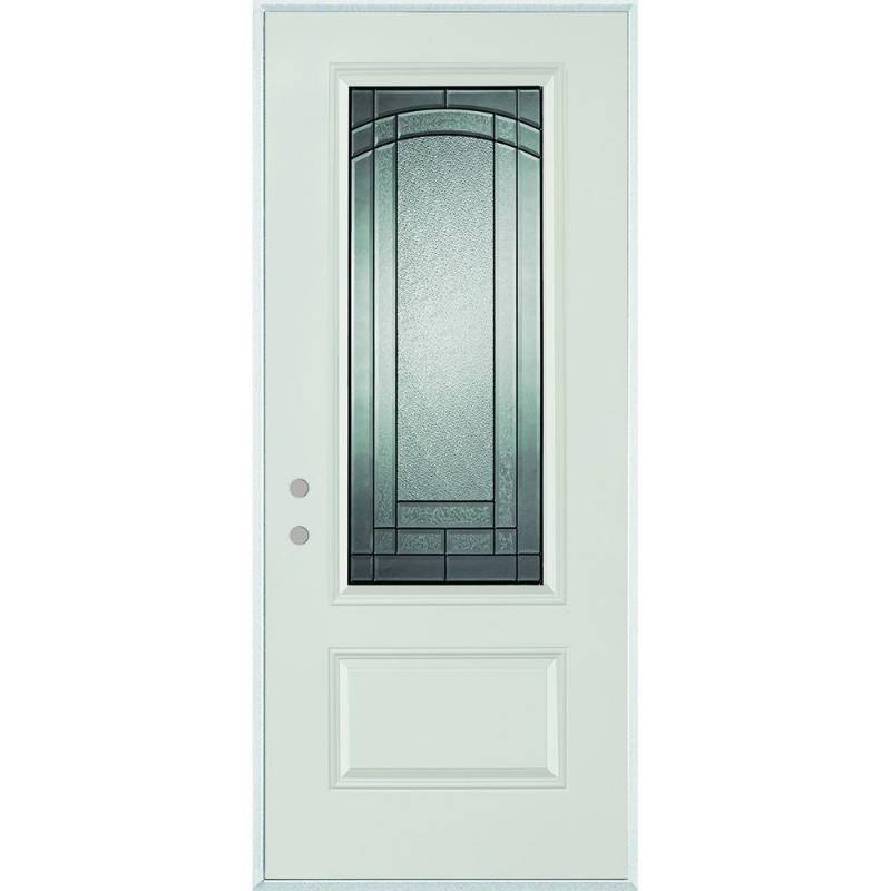 lot 45 image: Stanley Doors 37.375 in. x 82.375 in. Chatham 34 Lite 1-Panel Painted Right-Hand Inswing Steel Prehung Front Door