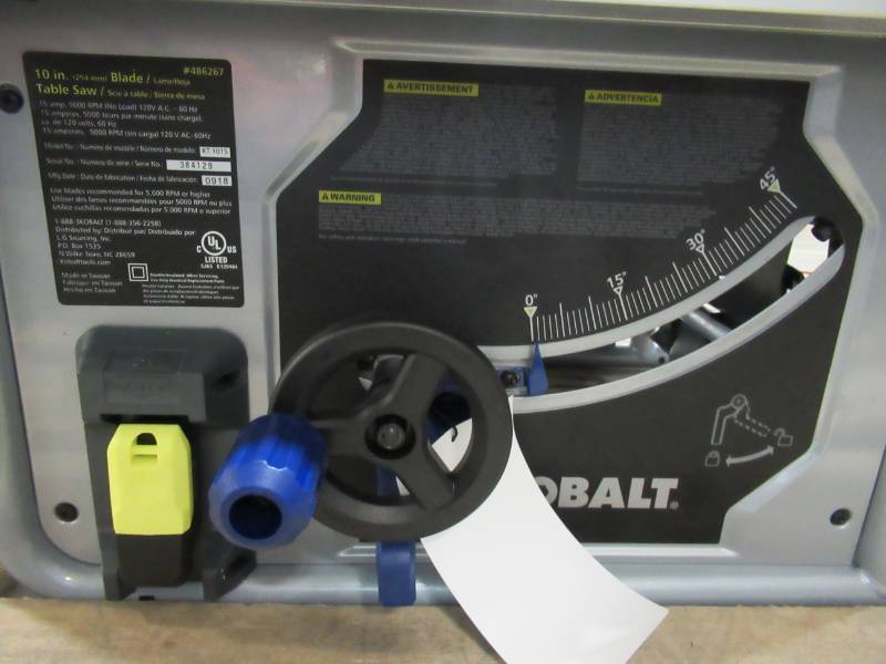 Kobalt 10 In Carbide Tipped 15 Amp Table Saw Kt1015 Missing Parts