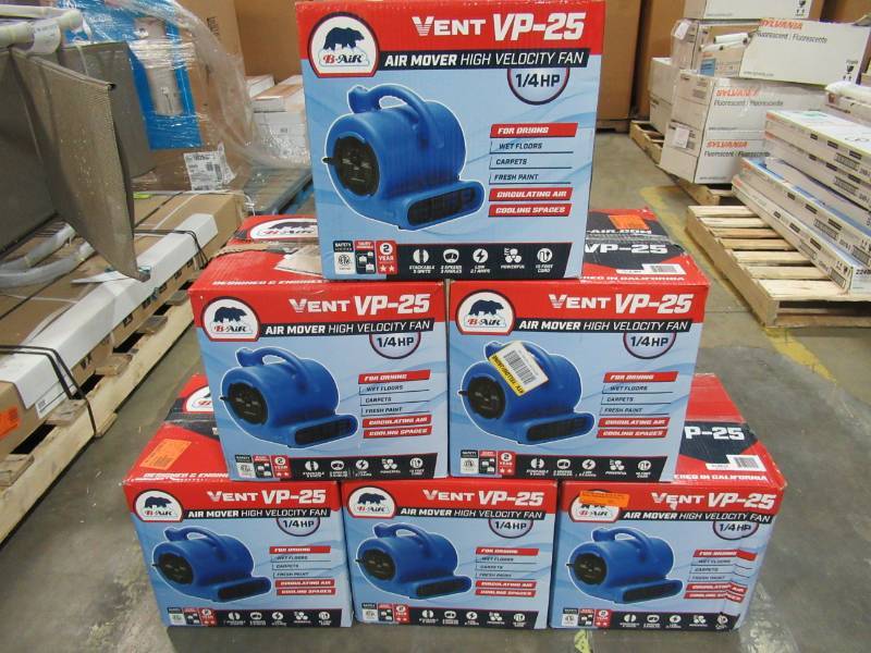 lot 47 image: Contractors Pallet of (6) B-Air 14 HP 900 CFM Air Mover for Water Damage Restoration Carpet Dryer Floor Blower Fan Home and Plumbing Use, Blue BA-VP-25-BL