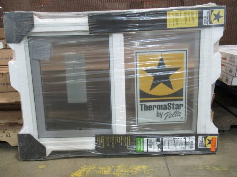 lot 64 image: Pella ThermaStar Left-Operable Vinyl New Construction White Exterior Sliding Window (Rough Opening 36-in x 24-in Actual 35.5-in x 23.5-in) 1000007092