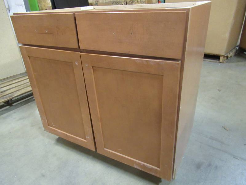 lot 150 image: Base Kitchen End Cabinet With 4 Storage Drawers.