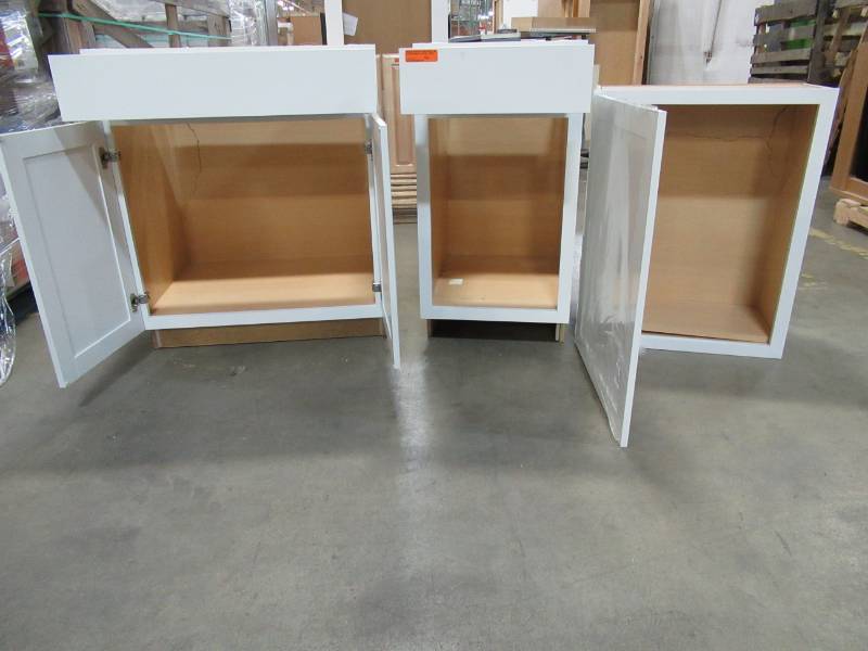 lot 153 image: Hampton Bay 2 Base Kitchen Cabinets And Wall Cabinet in Satin White