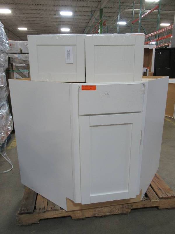 Hampton Bay Shaker Corner Base Cabinet And Small Wall Cabinet In