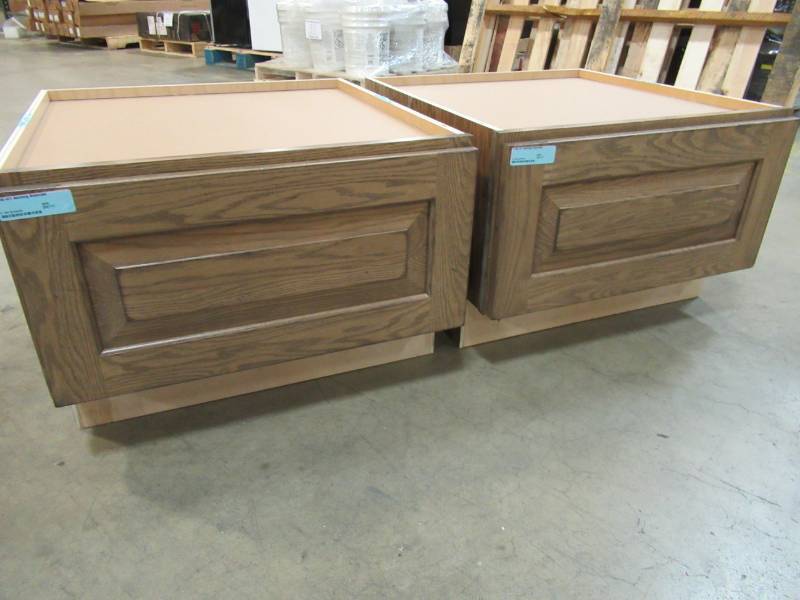 lot 169 image: 2 Small Ash Color Kitchen Base Pedestals With Drawer.