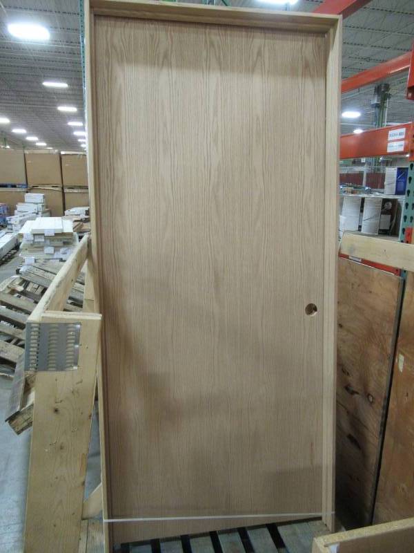 lot 173 image: Reliabilt Oak Hollow Core Door, 36 X 80, Left Handed Swing, 687696