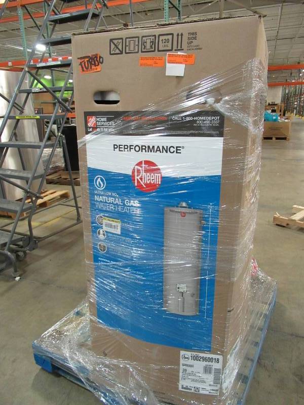 lot 4 image: Rheem Performance 39 gal. 38,000 BTU Ultra Low NOx (ULN) Natural Gas Tank Water Heater, XG39S06EN38UO