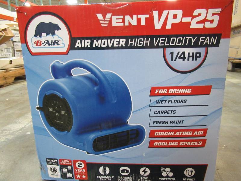 lot 52 image: B-Air 14 HP 900 CFM Air Mover for Water Damage Restoration Carpet Dryer Floor Blower Fan Home and Plumbing Use, Blue BA-VP-25-BL