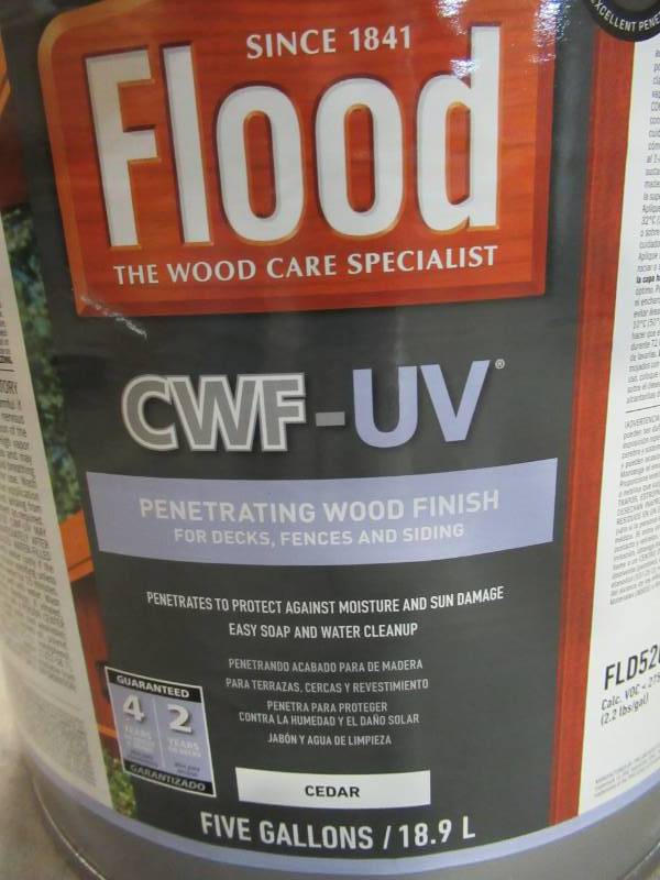 lot 73 image: Flood 5 gal. Cedar Tone CWF-UV Oil Based Exterior Wood Finish, FLD520-05