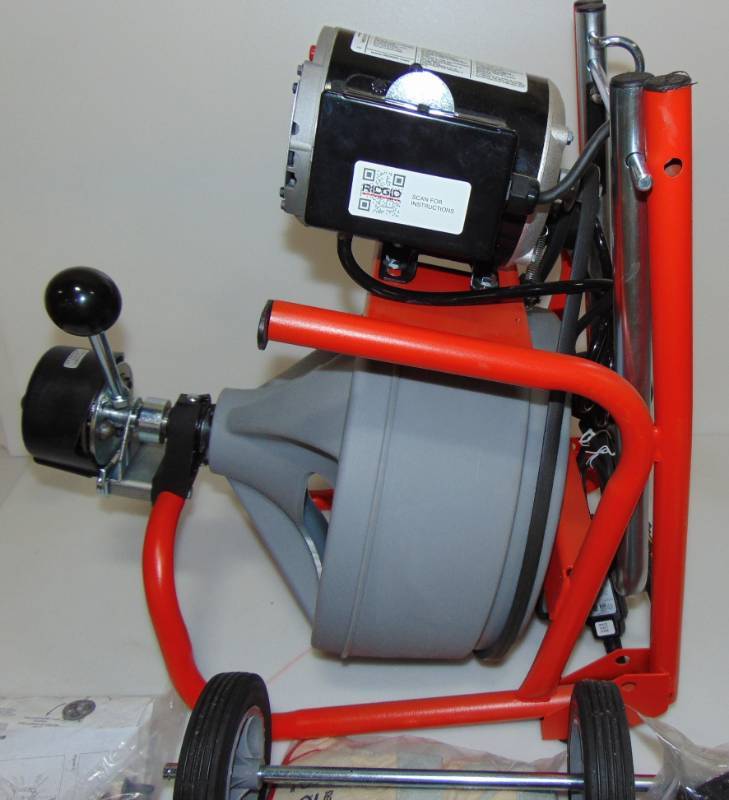 lot 92 image: RIDGID 52363 K-400 Drum Machine with 12 Inch x 75 Foot Integral Wound (IW) Solid Core Cable, Drain Cleaning Machine, Model 52363 WIth Extra 12 X 75 Cable