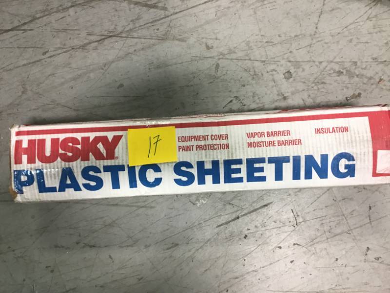 lot 17 image: HUSKY 20 ft. x 50 ft. Clear 6 mil Plastic Sheeting not used