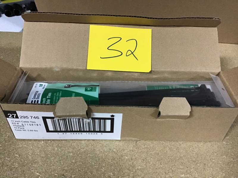 lot 32 image: Commercial Electric 11 in. UV Cable Tie - Black (10-Pack) not used