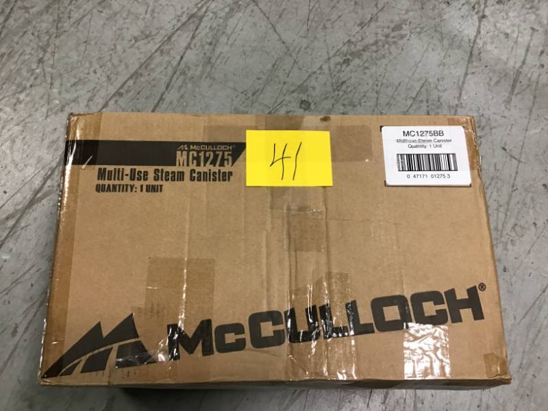 lot 41 image: McCulloch MC1275 Heavy-Duty Steam Cleaner with 18 Accessories  All-Natural, Chemical-Free Pressurized Steam Cleaning for Most Floors,open box in like new condition