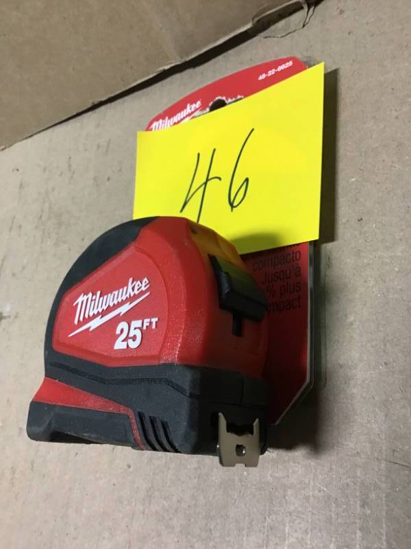 lot 46 image: Milwaukee 25 ft. Compact Tape Measure not used