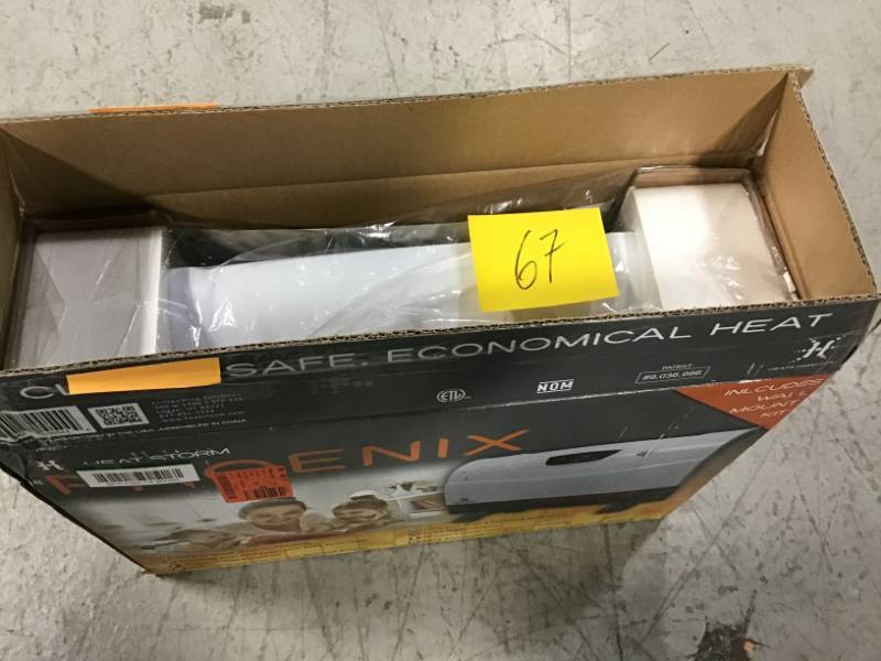 lot 67 image: Heat Storm Phoenix Floor to Wall Unit 1,500-Watt Infrared Quartz Portable Heater with Built-In Thermostat and Over Heat Sensor open box in like new condition