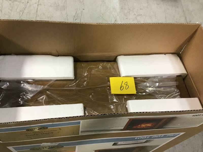 lot 68 image: Hampton Bay Cedarstone 29 in. 3-Element Mantel Infrared Electric Fireplace in Oak open box in like new condition