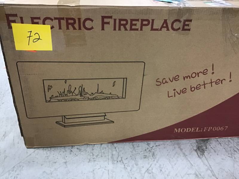 lot 72 image: AKDY 36 in. Wall Mount Freestanding Convertible Electric Fireplace Heater in Bonze w Pebbles, Logs, Crystal, open box in like new condition