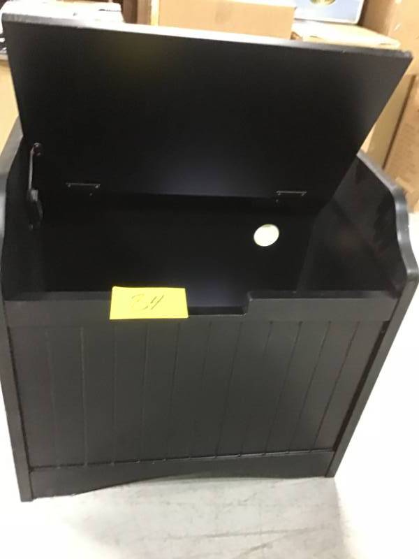 lot 84 image: Home Decorators Collection Madison Black Bench Madison 24w Lift top Storage Bench open box in like new condition
