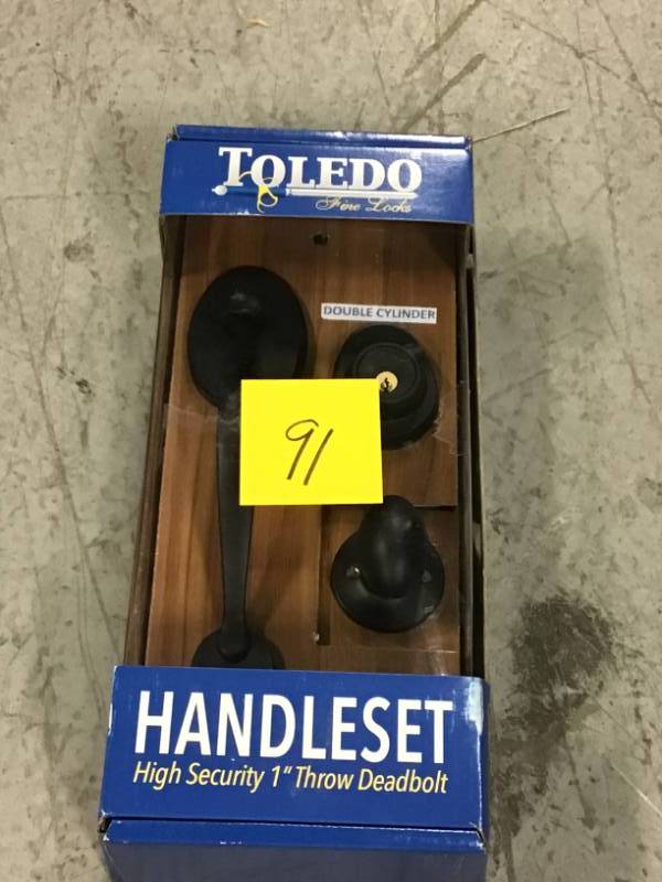 lot 91 image: Toledo Fine Locks Oviedo Double Cylinder Iron Black Door Handleset open box in like new condition