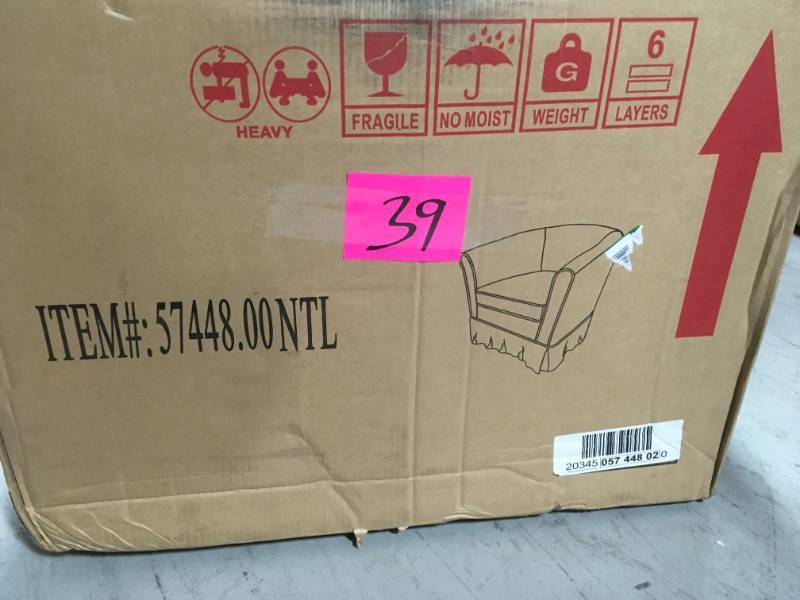 lot 39 image: Noble House Cecilia Natural Fabric Swivel Chair with Loose Cover open box in like new condition