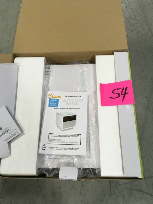 lot 54 image: Crane 1500-Watt Digital Infrared Heater with Wi-Fi Phone App - White open box in like new condition