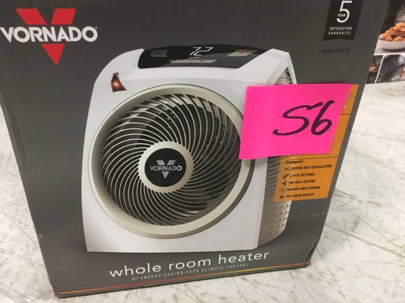 lot 56 image: Vornado AVH10 1500-Watt Electric Whole Room Vortex Portable Heater with Automatic Climate Control open box in like new condition