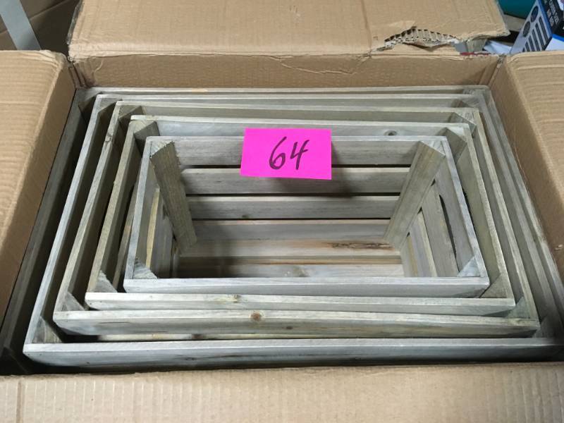lot 64 image: Crates & Pallet Nested Crate Set in Weathered Gray (5-Pack) not used