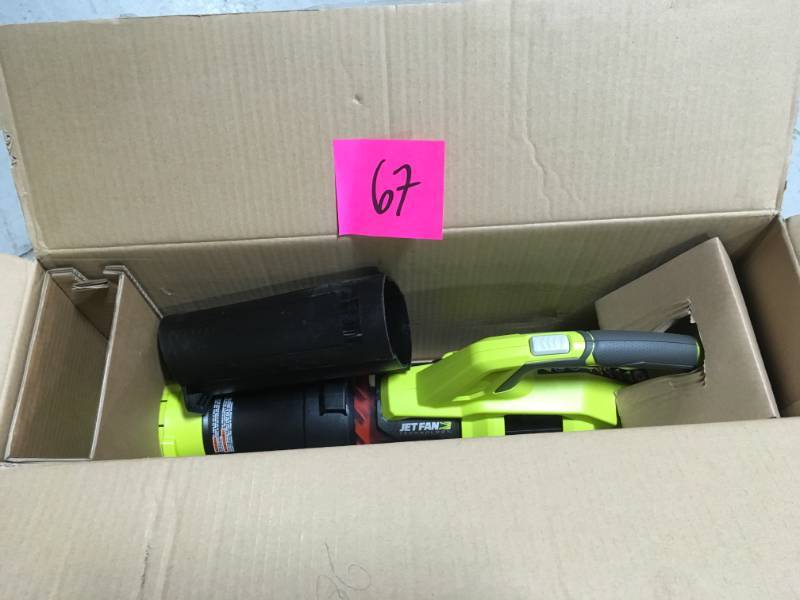lot 67 image: Ryobi RY40403 Baretool 40V Lithium Ion 110 MPH Jet Fan Blower (Battery and Charger Not Included) NOT USED