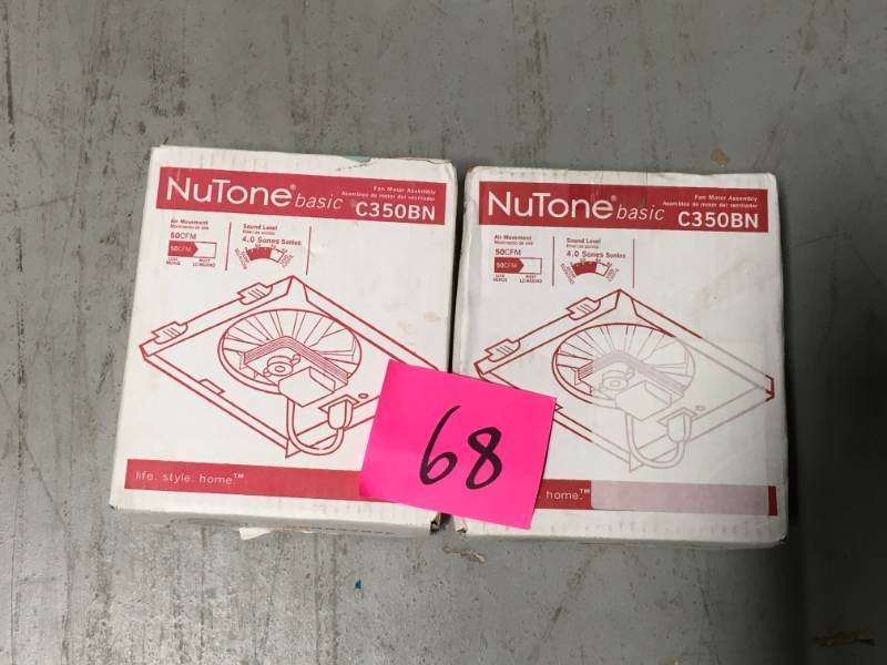 lot 68 image: NuTone 50 CFM Replacement Motor Wheel for 696N QTY 2 in like new condition