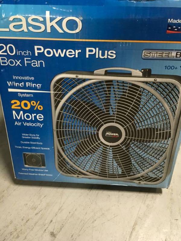 Lasko 20 in. Power Plus Box Fan not used | KX REAL DEALS INVER GROVE TOOLS  HOME DECOR HOUSEWARES AND MORE | K-BID