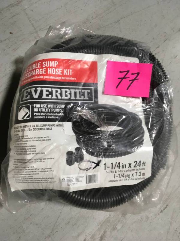 lot 77 image: Everbilt 1-14 in. x 24 ft. Sump Pump Discharge Hose Kit MISSING 1 PC
