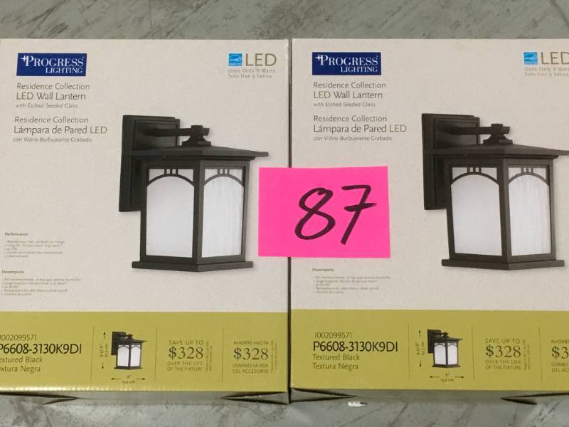 lot 87 image: Progress Lighting Residence Collection 1-Light Outdoor 6 Inch Textured Black LED QTY 2 not used