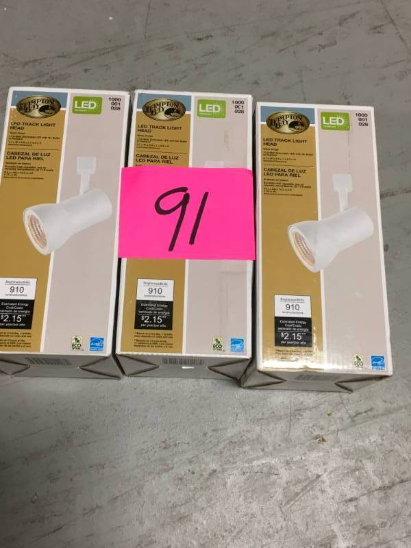 lot 91 image: Hampton Bay White LED Dimmable Large Cylinder Track Lighting Head QTY 3 not used