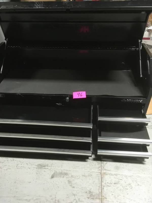 lot 96 image: Husky 52 in. 6-Drawer Top Tool Chest NEED NEW LOCK HAS SOME SCRATCHES