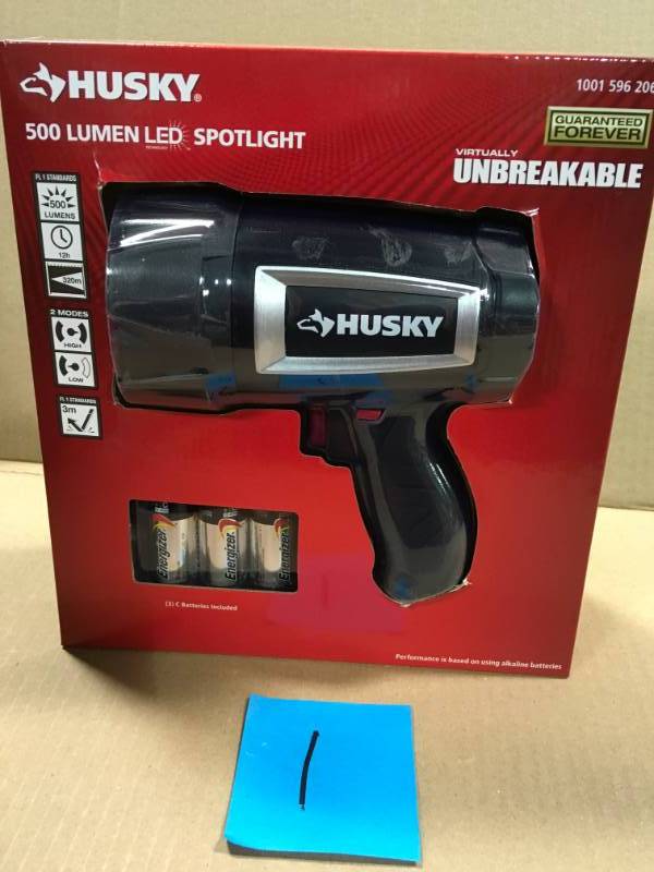 lot 1 image: HUSKY Husky 500lumen Unbreakable Spotlight Model # 99403 New