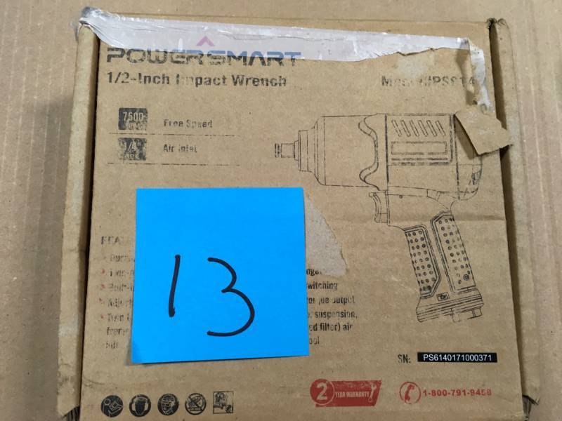 lot 13 image: Powersmart 12 in. Air Impact Wrench open box not used