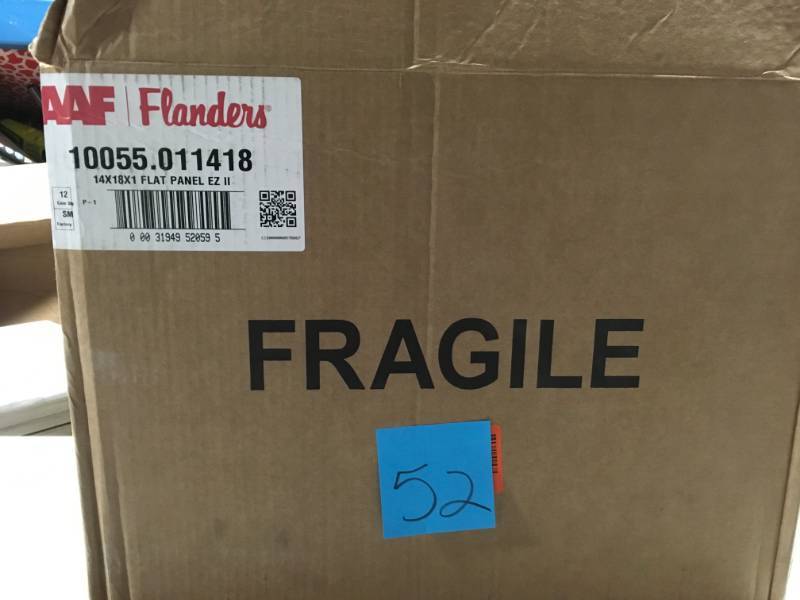 lot 52 image: Flanders PrecisionAire 14 in. x 18 in. x 1 in. EZ Flow II No-Metal Air Filter (Case of 12) not used