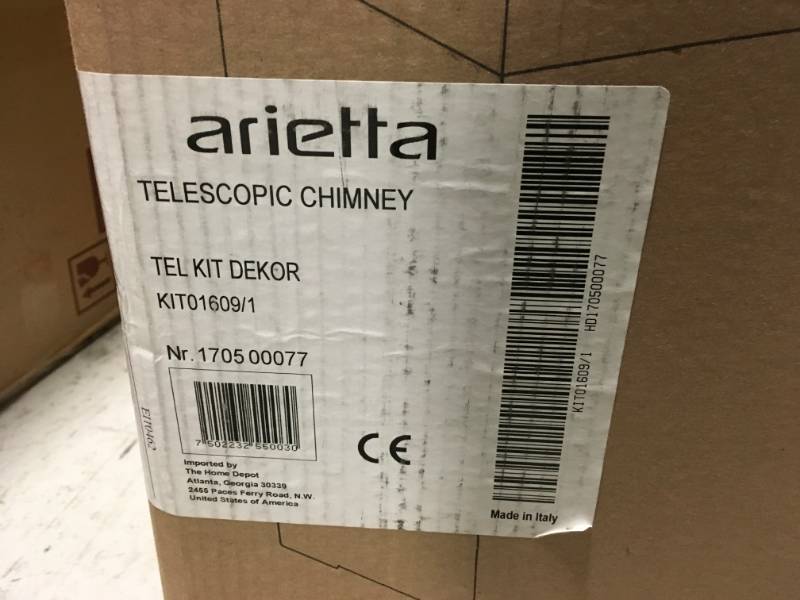 lot 53 image: Arietta LONG Telescopic Chimney Kit for Dekor Glass 30 in. x 36 in. Wall Mounted Range Hoods not used