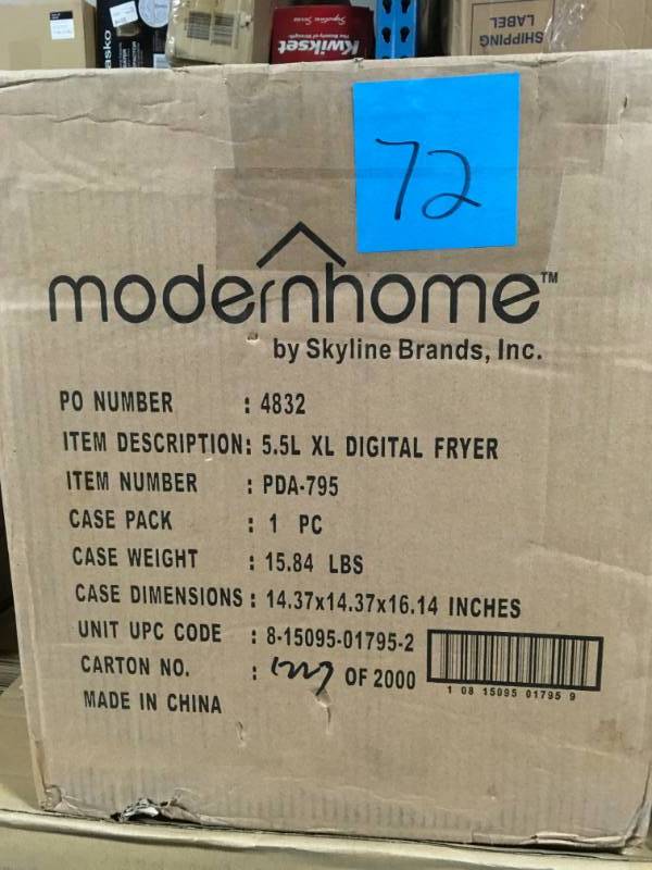 lot 72 image: modernhome Premium Digital Air Fryer (5.8 Qt.1700-Watt) open box in like new condition