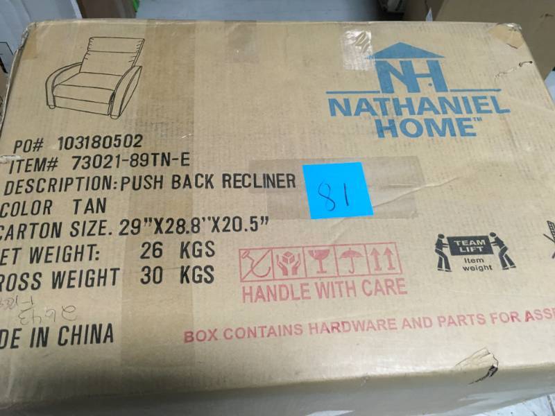 lot 81 image: Anabelle Tan PVC Recliner open box in like new condition