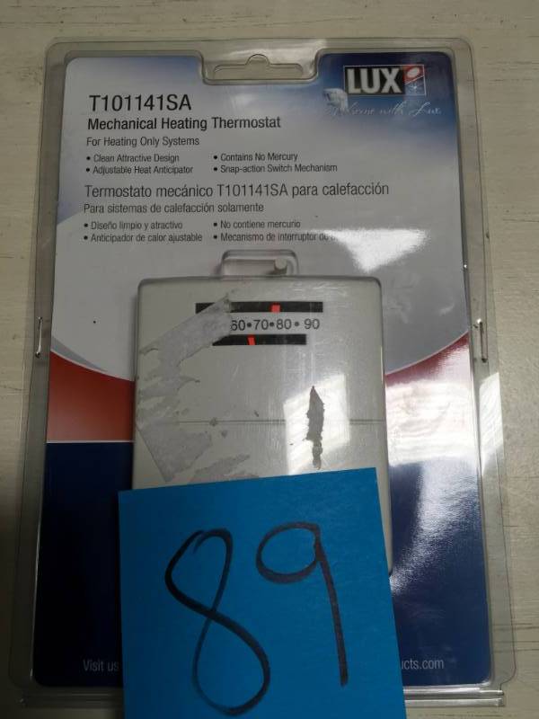 lot 89 image: Lux Heat Only Snap Action Mechanical Thermostat open box in like new condition