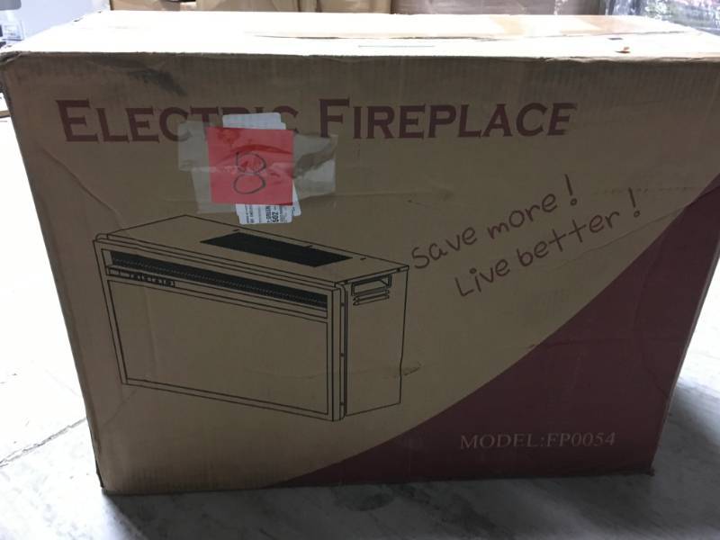 lot 8 image: AKDY 23 in. Freestanding Electric Fireplace Insert Heater in Black with Tempered Glass and Remote Control open box in like new condition