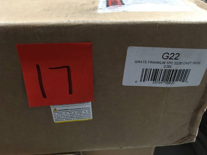 lot 17 image: Liberty Foundry 22 in. Cast Iron Fireplace Grate with 2 in. Legs open box in like new condition
