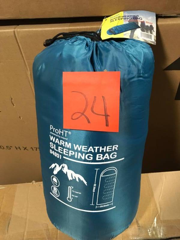 lot 24 image: proHT Cool Weather Envelope Mummy Sleeping Bag in Blue not used
