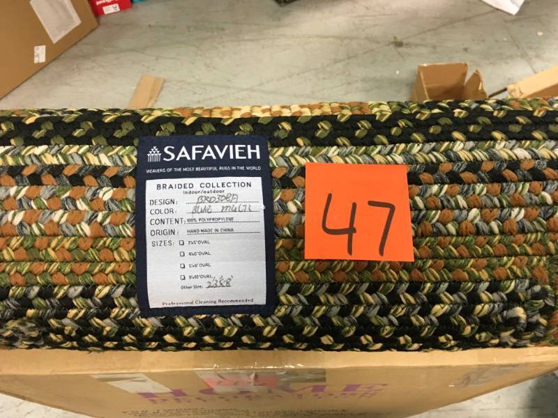 lot 47 image: Safavieh Braided BlueMulti 2 ft. x 8 ft. Runner Rug not used